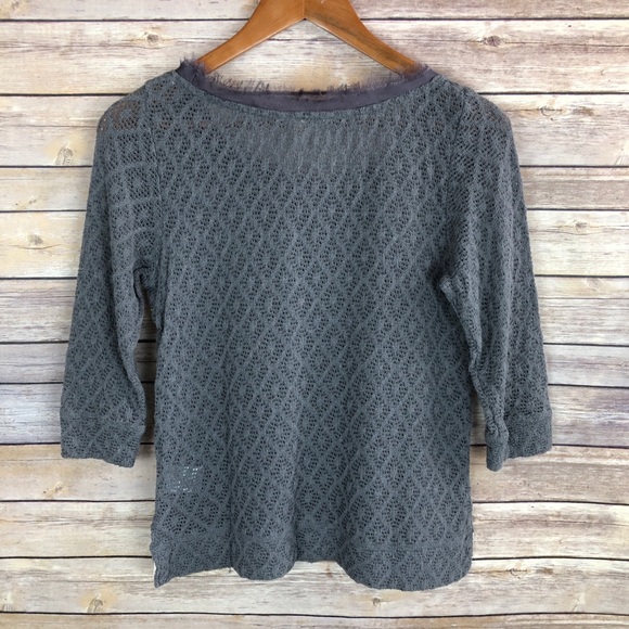 Meadow Rue | Lacy Overlay Lace Detail Sweater S - Picture 7 of 7